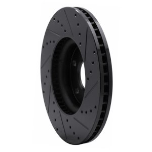 Ford Special Service Police Sedan Brake Rotor (1) - Front Left - R1 Concepts - Drilled & Slotted - Black - `13-`20